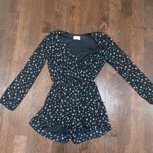 Francesca’s Black & Pink Floral Romper